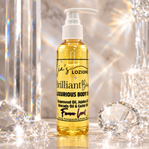 Brilliant Bliss 4 OZ Body Oil Bottle in a beautiful crystal setting