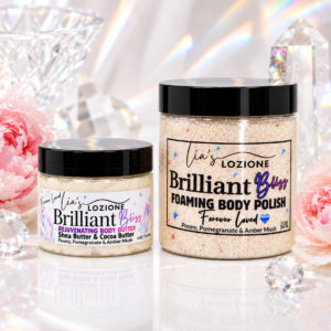 Brilliant Bliss 4 oz Body Butter and 10 oz Body Polish in a beautiful crystal setting